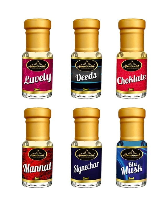 Almannat Perfume & Attar Combo – Luvely | Deeds | Choklate | Mannat | Signechar | Blu Musk